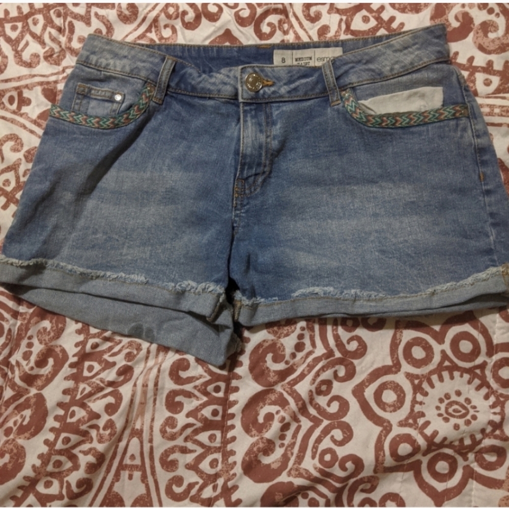 SALE Esmara Medium Rise Folded Frayed Hem Denim Shorts